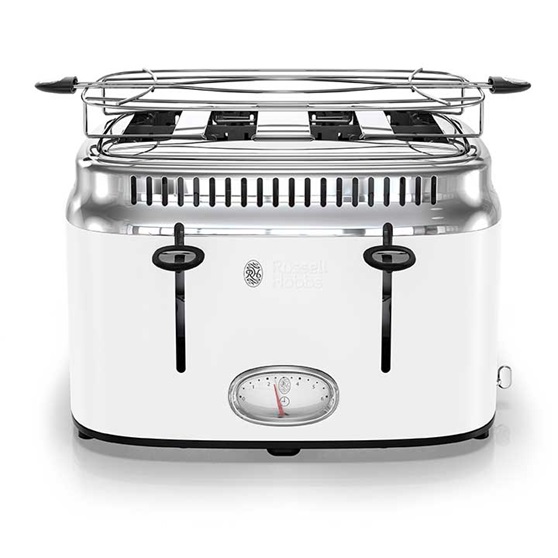 Retro Style 4 Slice Toaster White & Stainless Steel Russell Hobbs